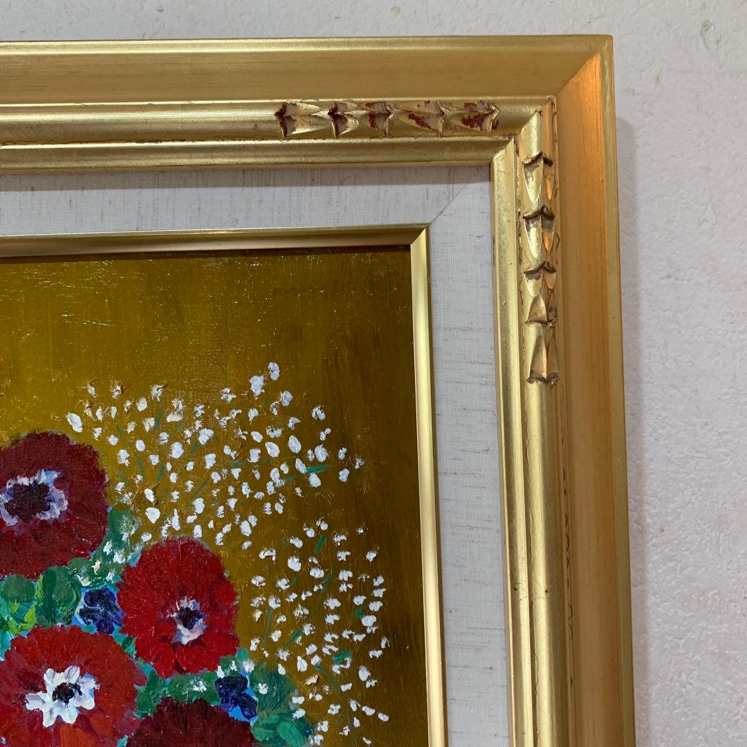 絵画　油彩肉筆画　T Yorii 『アネモネ』P6サイズ