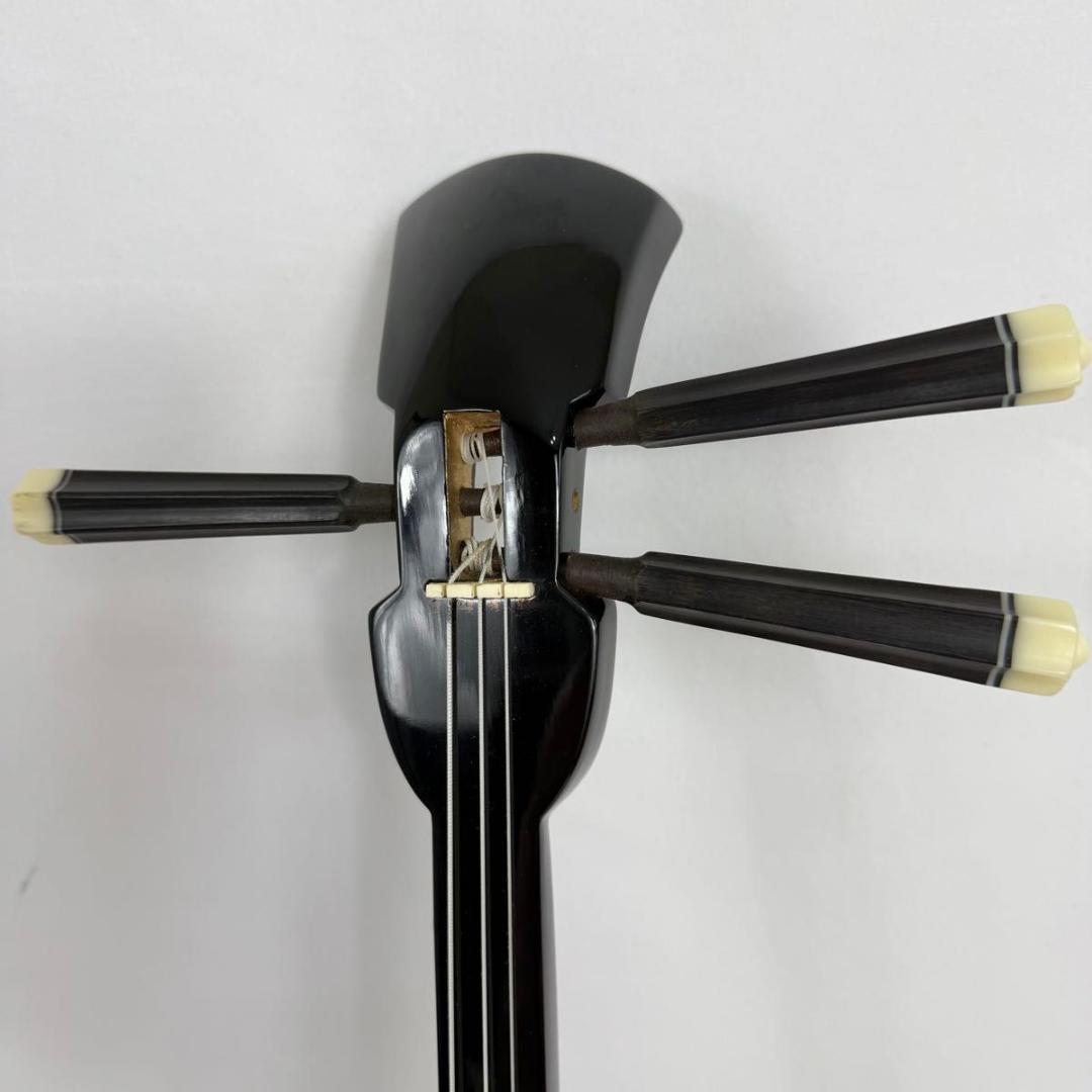 【美品】沖縄三味線 蛇皮（合皮） ソフトケース付き　87-7