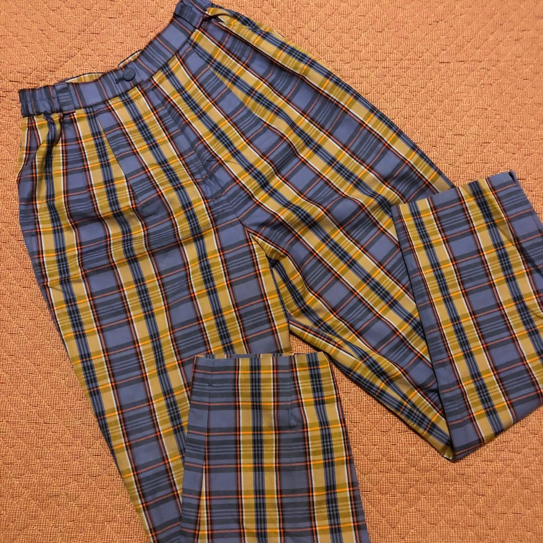 希少 クロエゴルフ Chloe GOLF チェックパンツ 綿100% 9号 美品