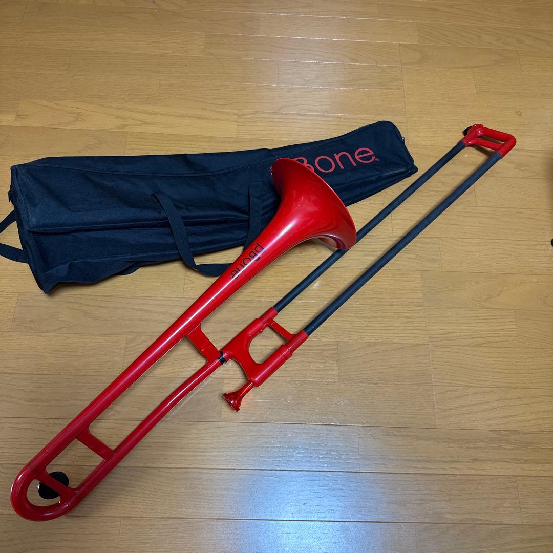 pBone 赤 トロンボーン 本体 ケース付き