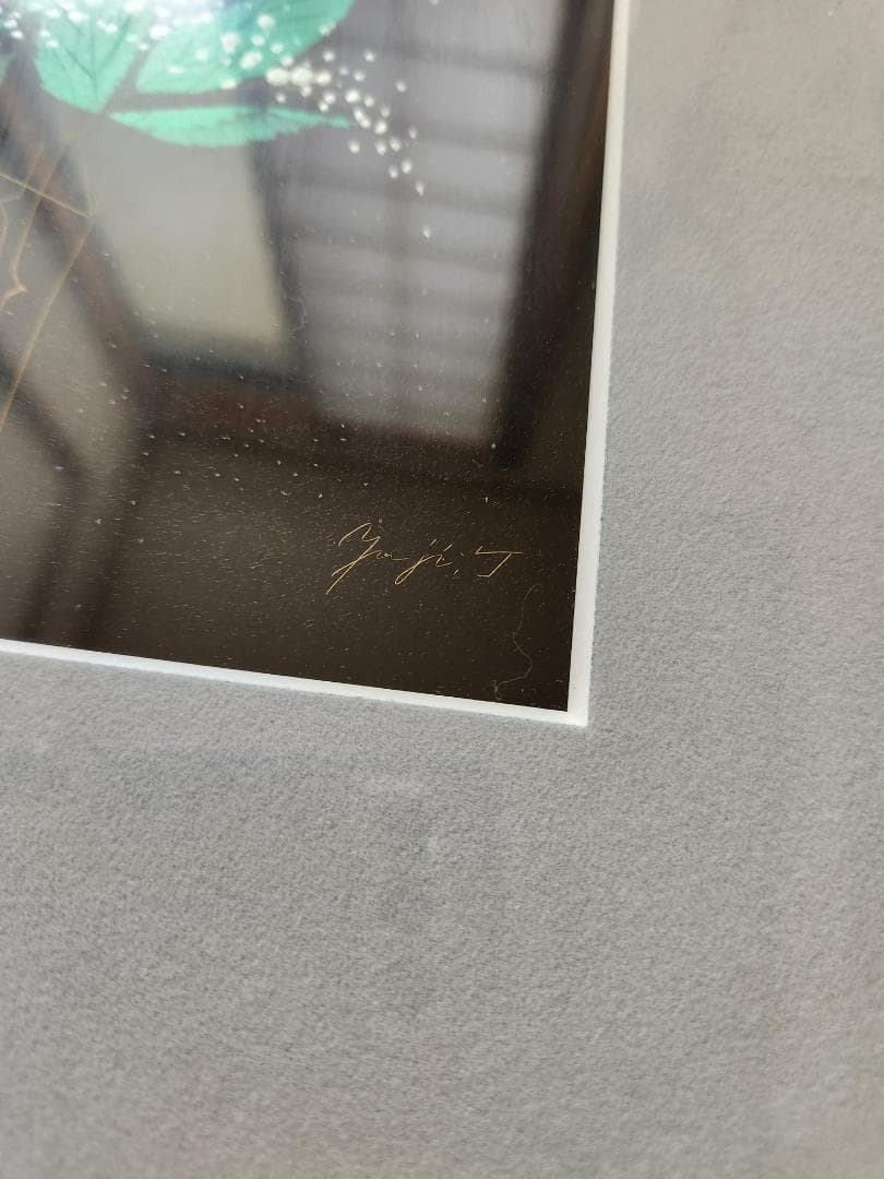 【輪島塗 沈金】友田裕次「バラ」額装作品／漆芸 アートフレーム 沈金師 輪島塗