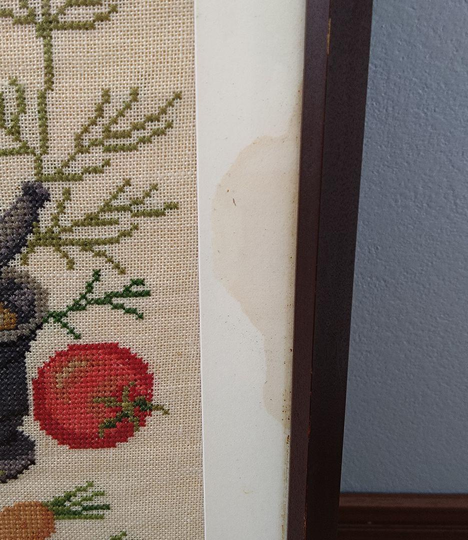 《値下げOK》​北欧 ビンテージ 刺繍フレーム 牛 カットチャート 額付