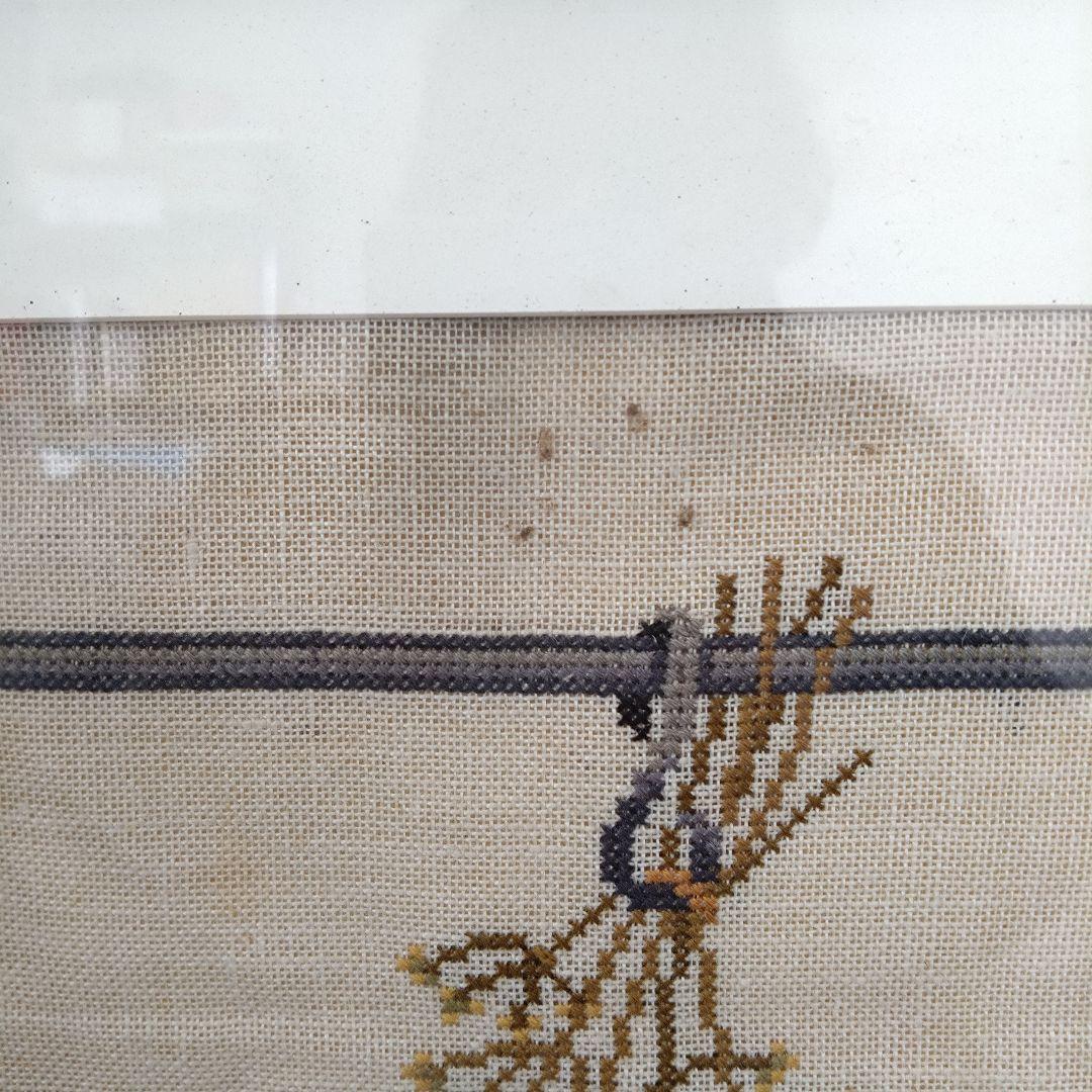 《値下げOK》​北欧 ビンテージ 刺繍フレーム 牛 カットチャート 額付