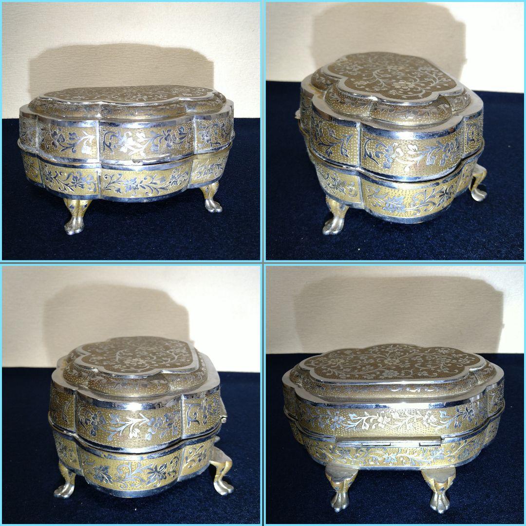 ふくちゃんA967 インド銀製品 彫金 オルゴール稼働 宝石箱 小物入れ