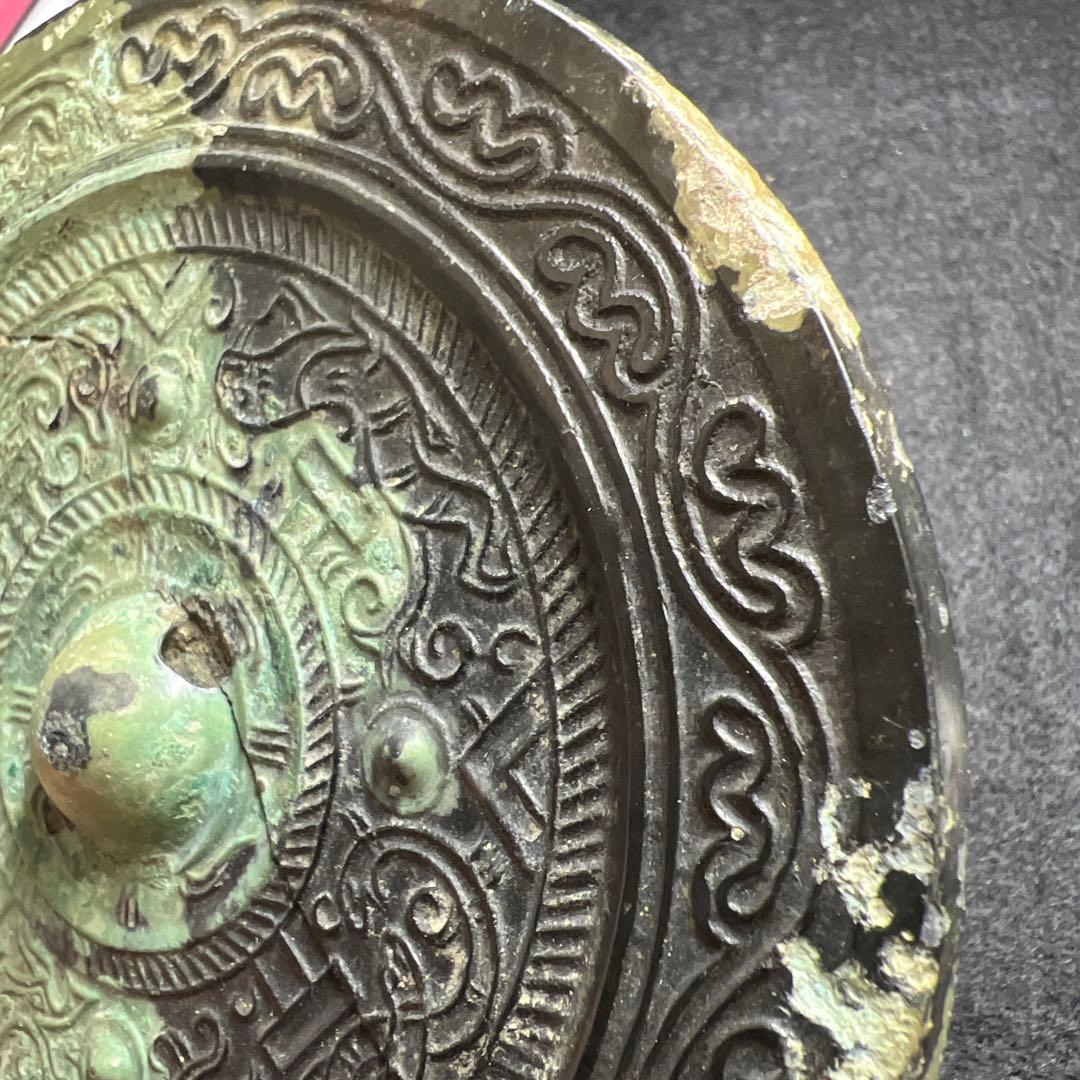 中国宋時代　古銅古鏡　写ります　283g/直径12㎝　東Y8-0206☆2F