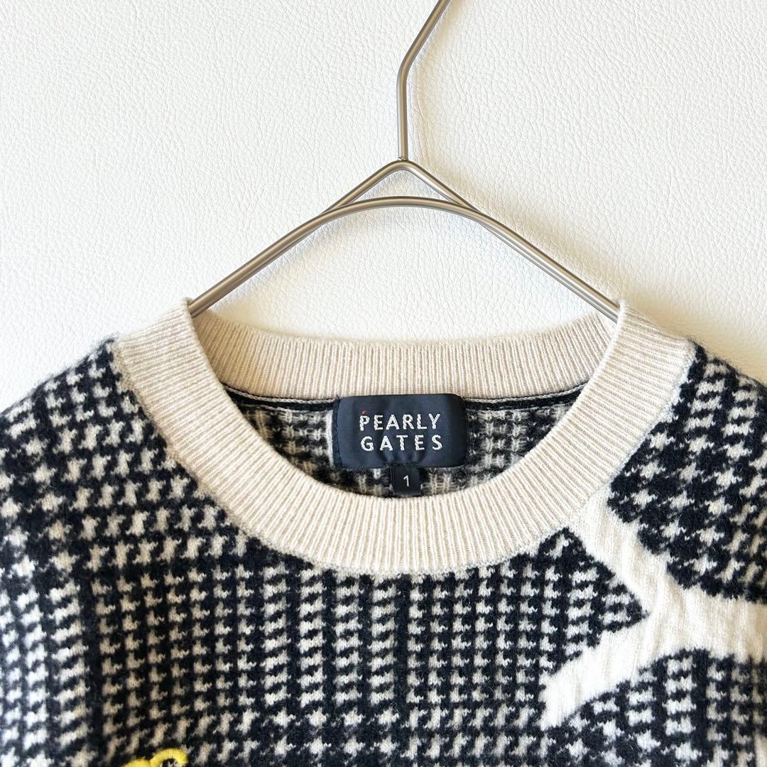 3003A美品 パーリーゲイツ カシミヤ100%千鳥格子ニット 近年