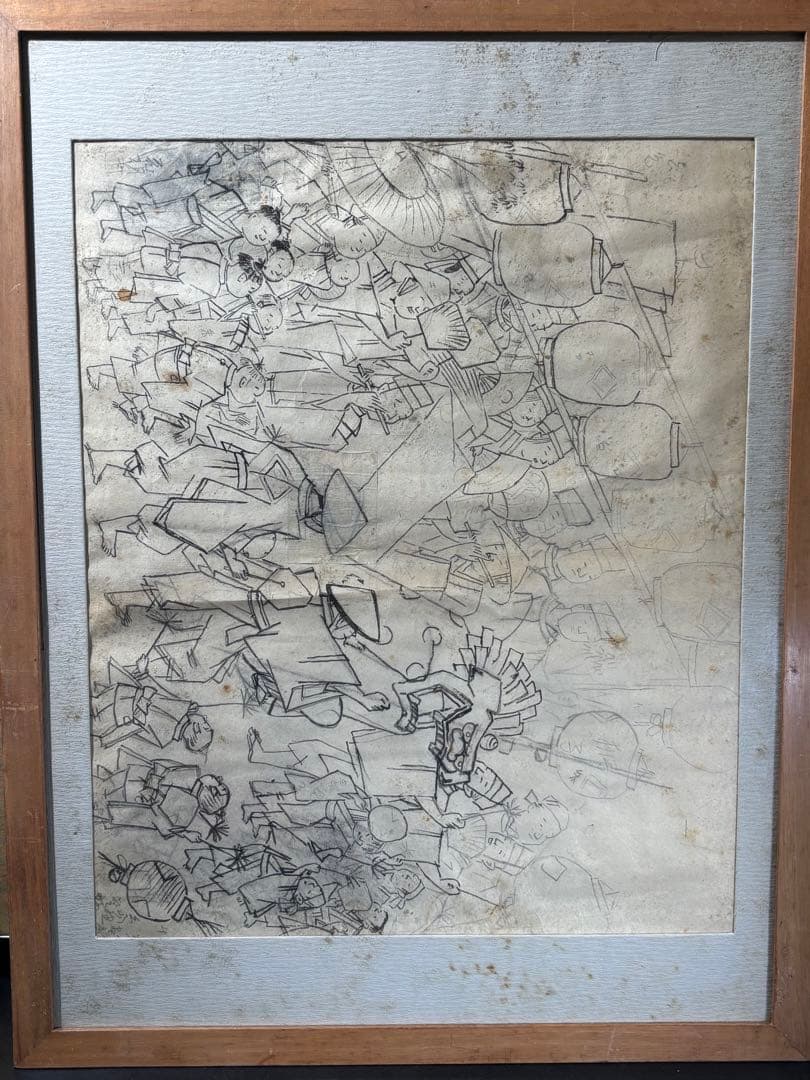 生田花朝女　祭り風景　絵　絵画　額