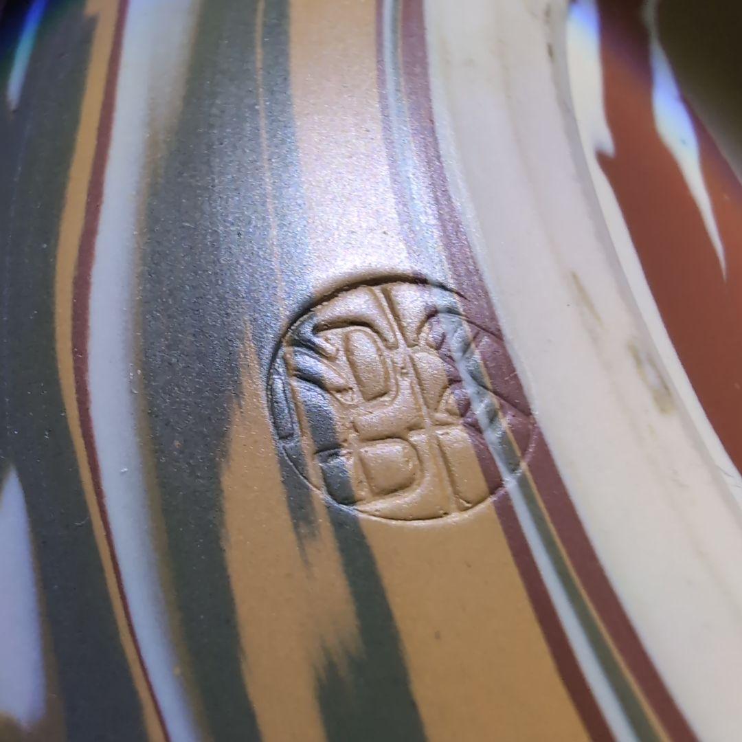 【茶道】建水　練込　常滑焼　銘品　練文様　多色模様の陶器製茶道具