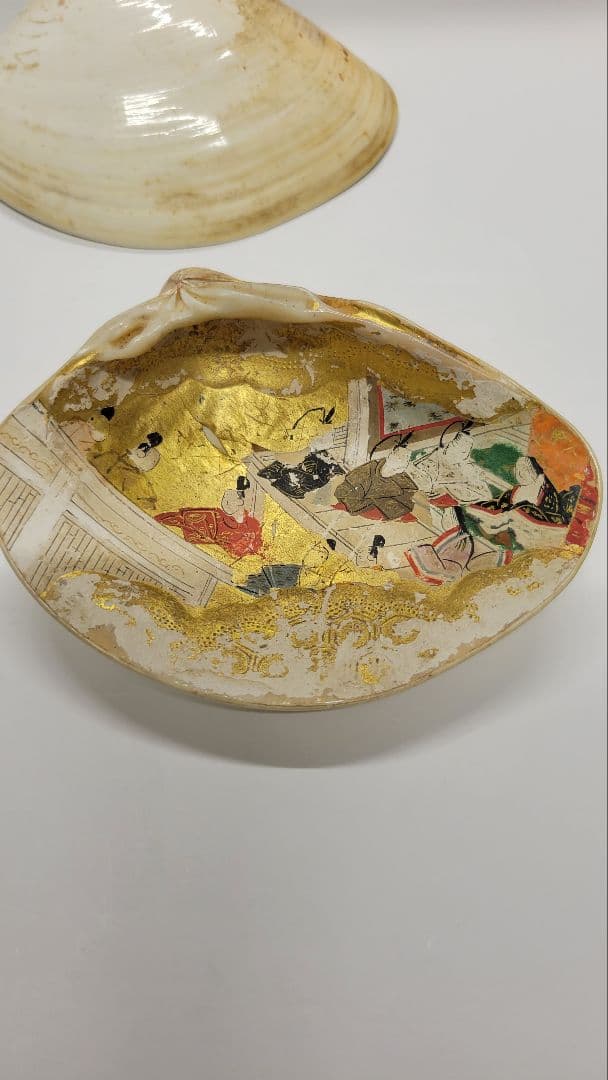 大きめ 江戸時代 貝合わせ 貝合せ 雛人形 蒔絵 ⑧金箔 源氏物語 郷土玩具