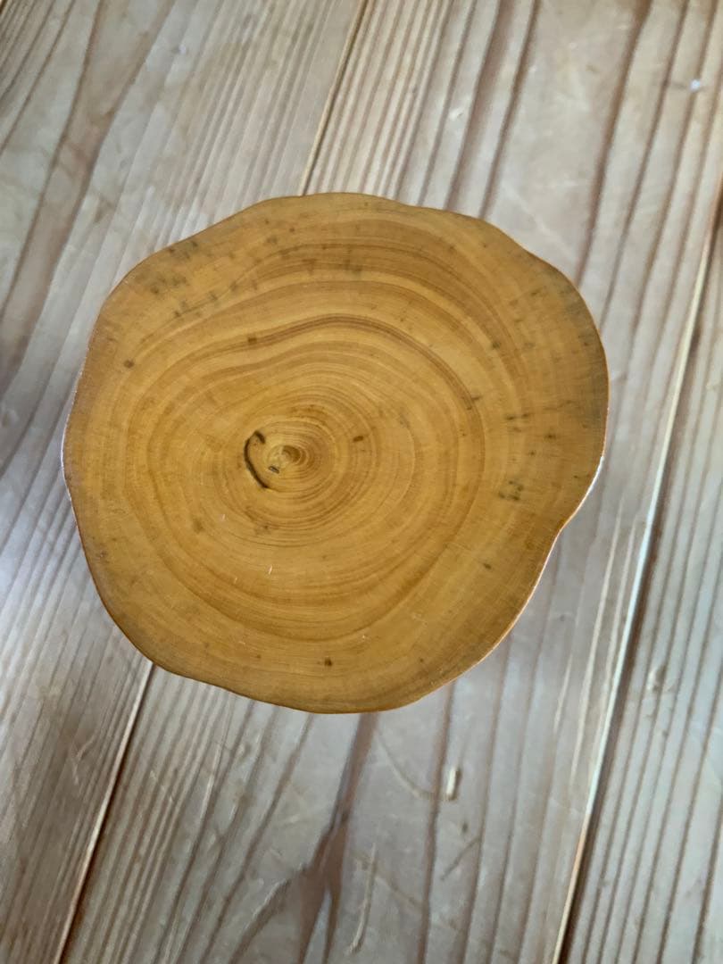 黄楊花台　天然彫り　木彫花台　盆栽花台　根木台