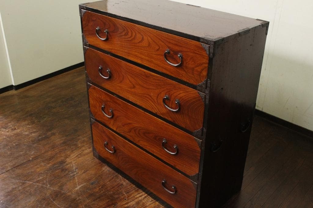 前欅 時代箪笥・引出し四杯！収納/和箪笥/和モダン古民具/和家具/ローチェスト