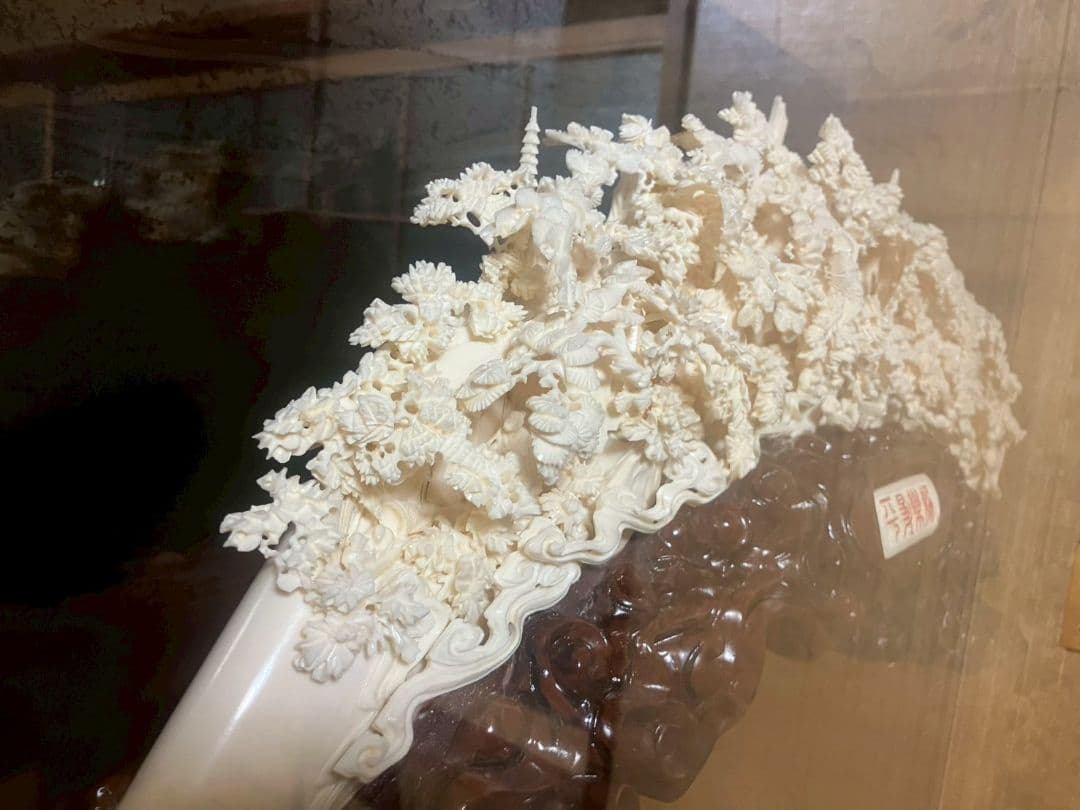 象牙風彫刻 山水風景 インテリア装飾