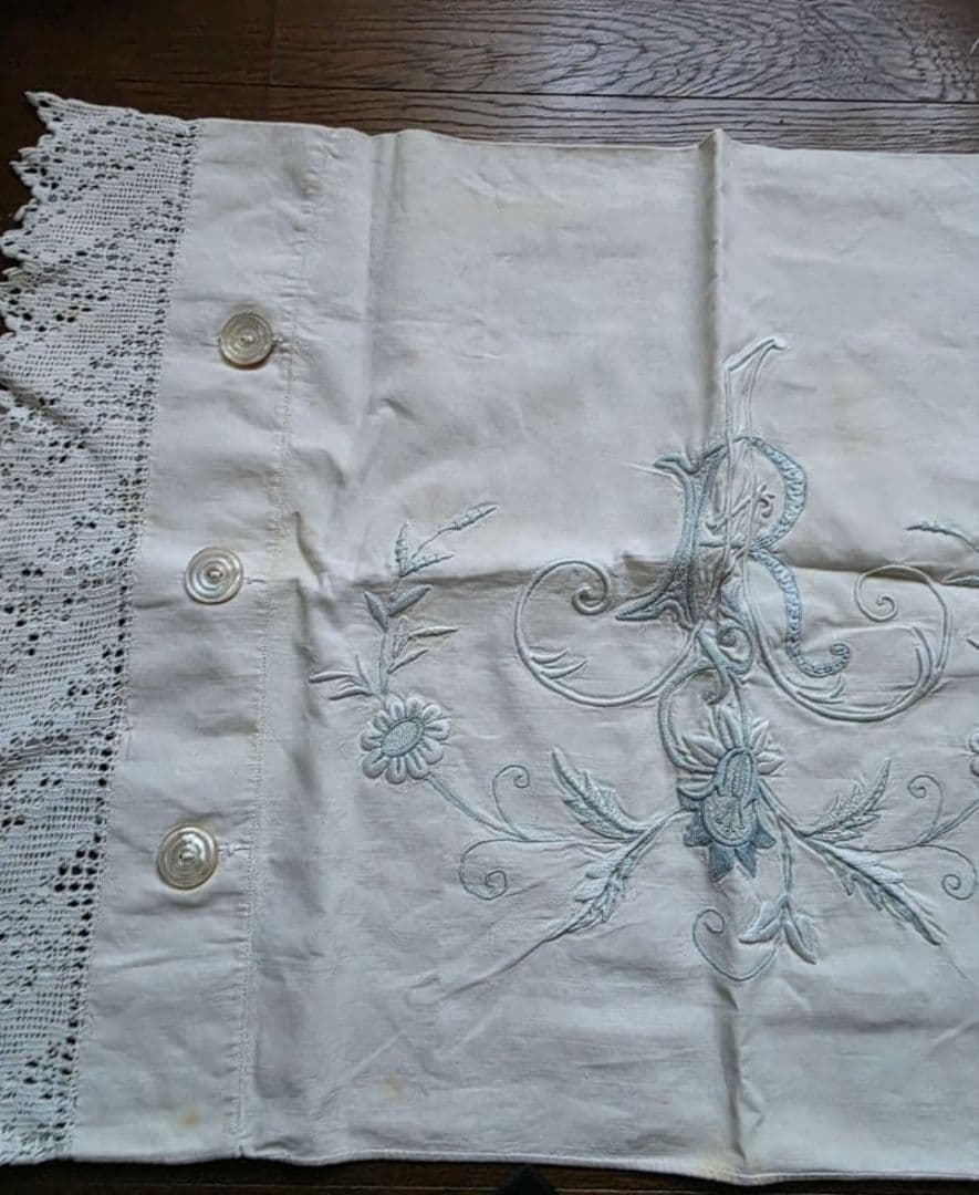 フランスアンティーク　ピローケース　フランスアンティークレース