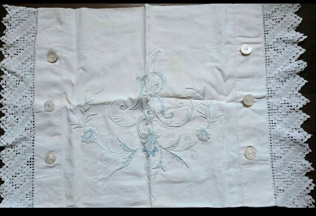 フランスアンティーク　ピローケース　フランスアンティークレース