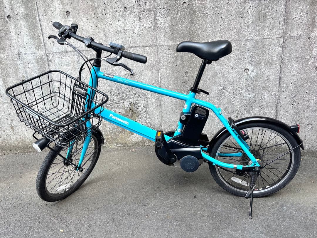 Panasonic 電動アシスト自転車 水色 前カゴ付き