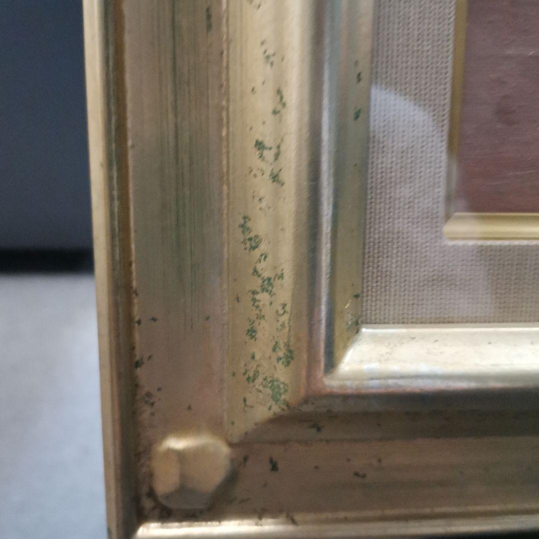 林昭子作★野の花★縦42センチ・横50センチ★油彩画 花のある小さな車