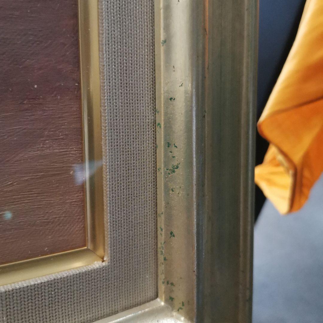 林昭子作★野の花★縦42センチ・横50センチ★油彩画 花のある小さな車