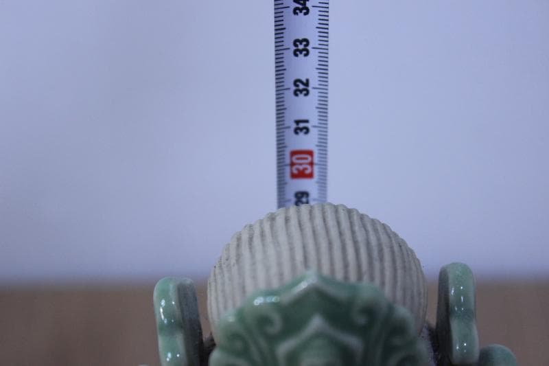 【九谷焼】座観音　青磁　縁起置物　高さ31㎝ 10号