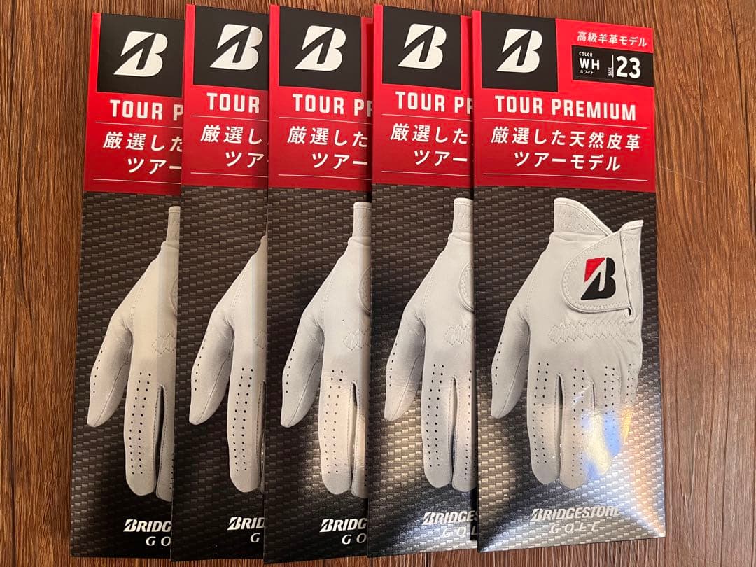 ブリヂストンゴルフ TOUR PREMIUM グローブ 23cm 白 5枚セット