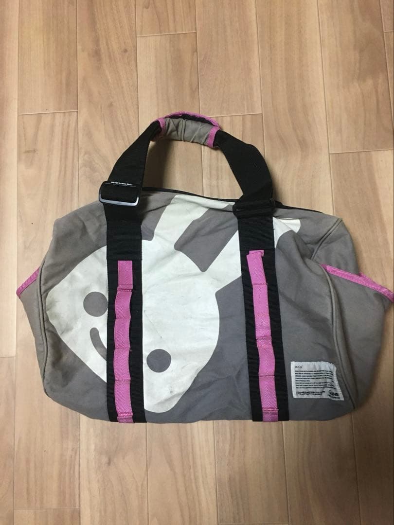 QUNE ボストンバッグ グレー/ピンク