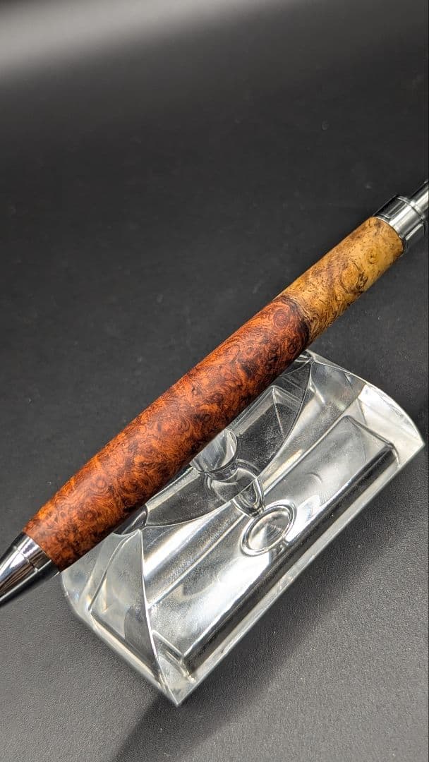 368ペン工房翌檜　特上　紅白　本花梨　瘤杢　木軸シャーペン　ボールペン