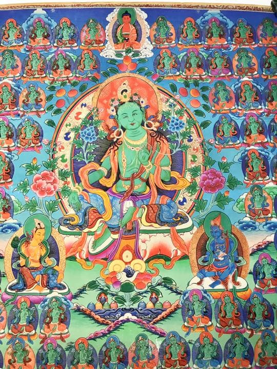 チベット密教曼陀羅画　グリーンターラ