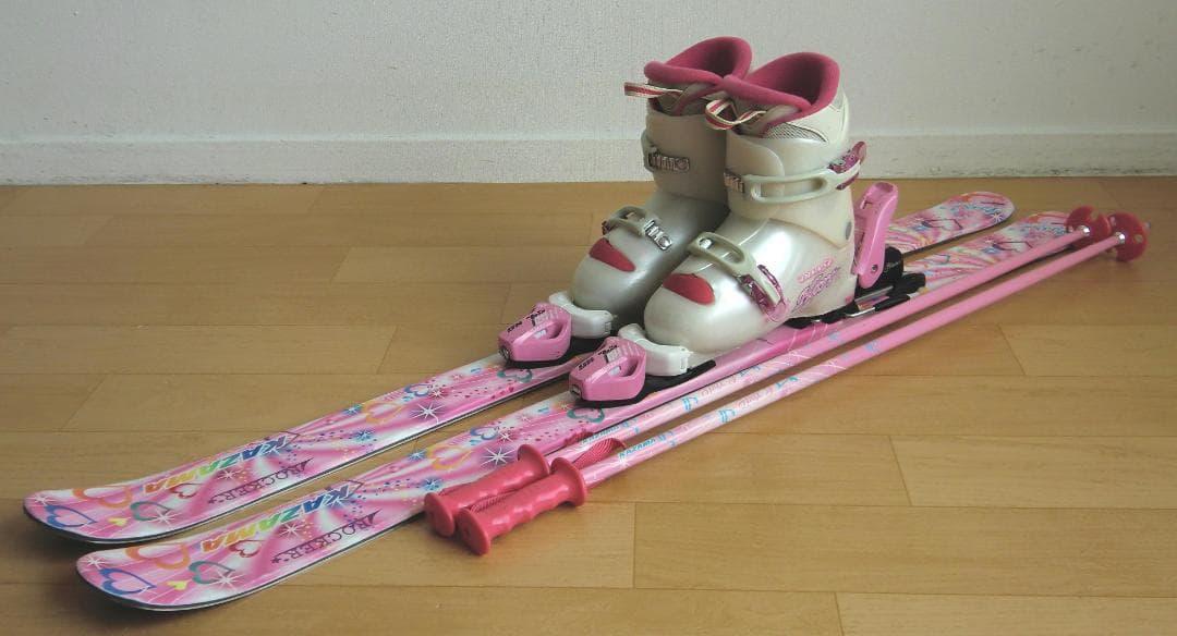 ■■送料無料■KAZAMA■子供用スキーセット■116/22■WAX■女の子■■