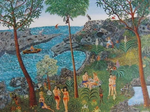 ナルシス・ベル、幸福の島、希少画集画、新品額装付、状態良好