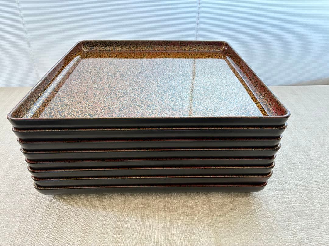 昭和レトロ 津軽塗 角膳漆器 [約35㎝] 8枚セット 和食器 業務用にも