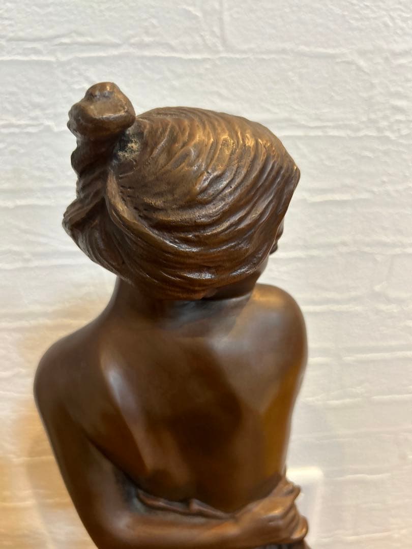 【はじらい】ブロンズ彫刻裸婦像　高岡銅器・竹中正晴作少女銅像/