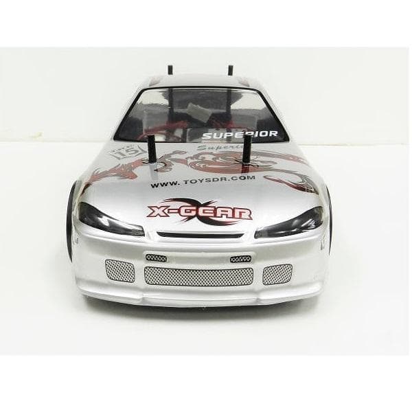 ターボ機能付き 1/10 ドリフトラジコン S002 銀/青 スペアボディー付