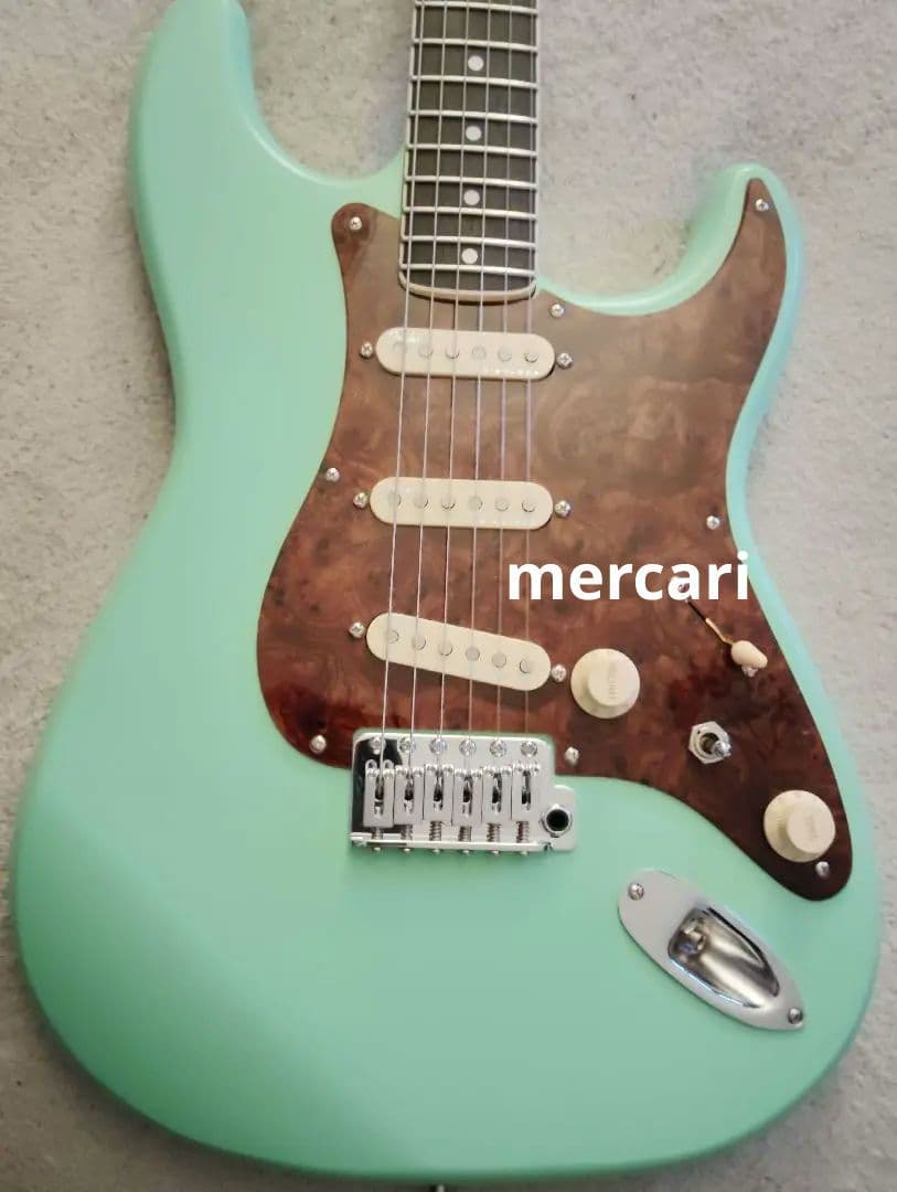 自作 ストラトキャスター 木製PG サーフグリーン コンポーネント