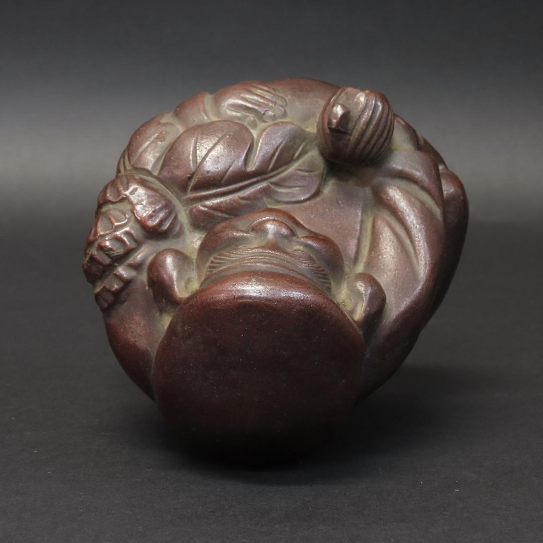 ⭕400 江戸時代末期 備前焼 鯛を持つ恵比寿様 大根を持つ大黒様 高さ13cm