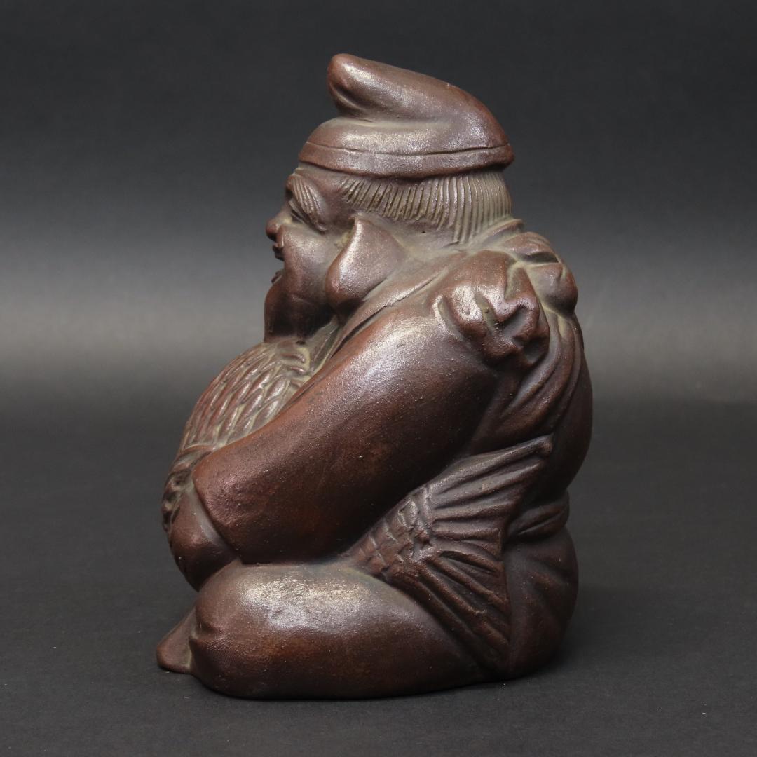 ⭕400 江戸時代末期 備前焼 鯛を持つ恵比寿様 大根を持つ大黒様 高さ13cm