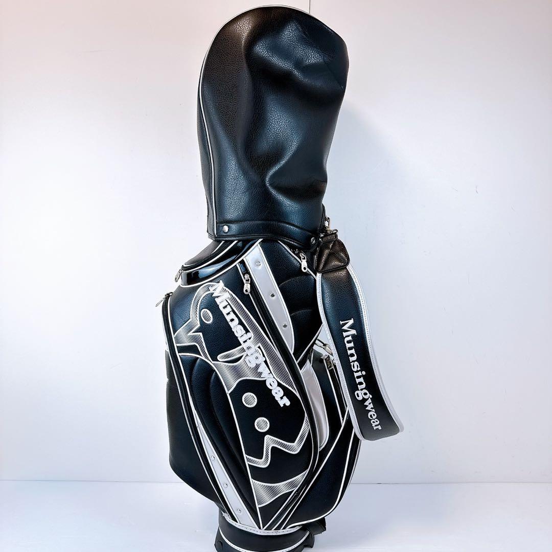マンシングウェア　キャディバッグ　ブラック／Munsingwear　黒　合皮