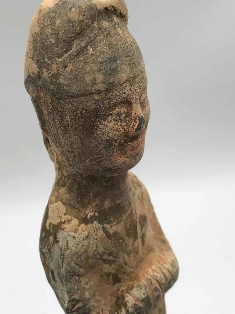 唐時代　加彩　武士陶俑　彩絵陶俑　極上品　旧家旧蔵　唐物　時代物(D-66