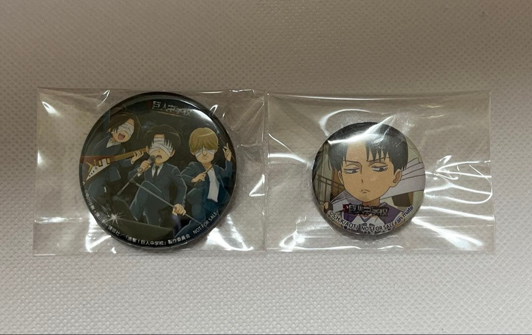 進撃の巨人 巨人中学校 no name 非売品缶バッジ リヴァハンジ