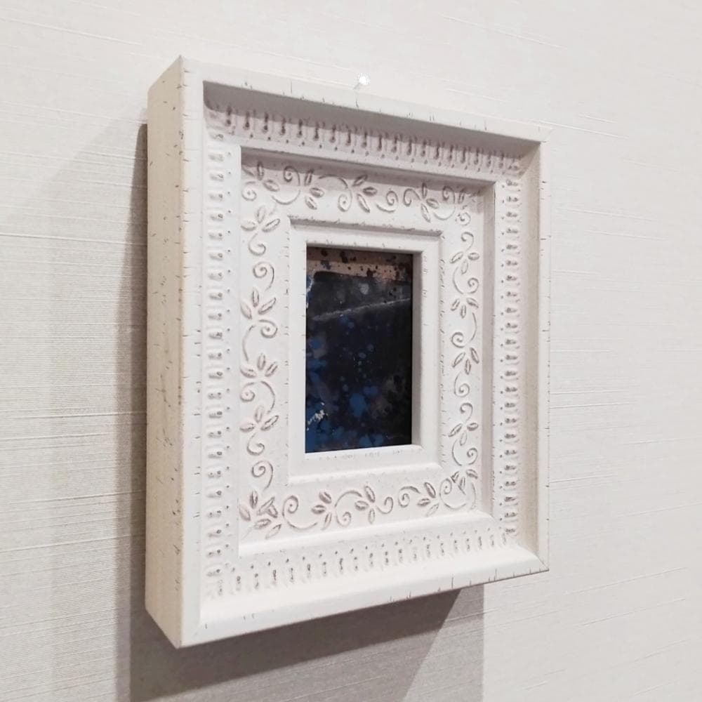 内野隆文　夜の街　絵画　抽象画　段ボールにアクリル絵具　現代アート　額縁　真作