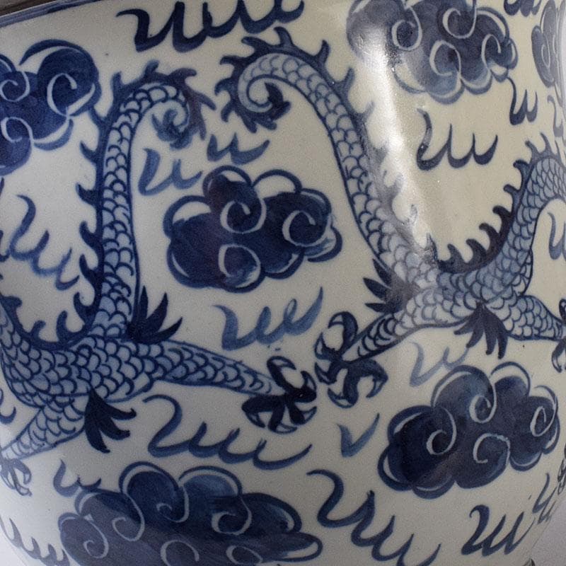 中国　青花　雲龍文鉢　植木鉢　盆栽鉢　N　7768C