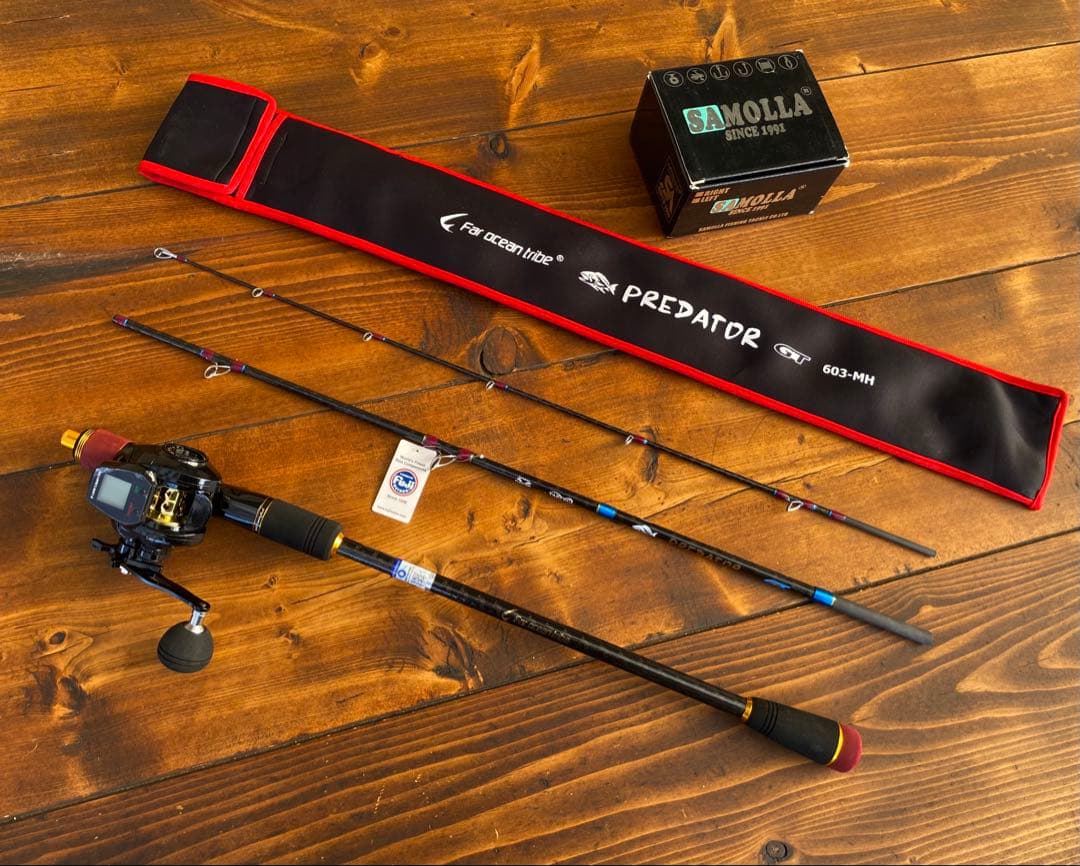 ジギングセット　レフトハンドル　3ピースパックロッド　Fujiガイド タイラバ