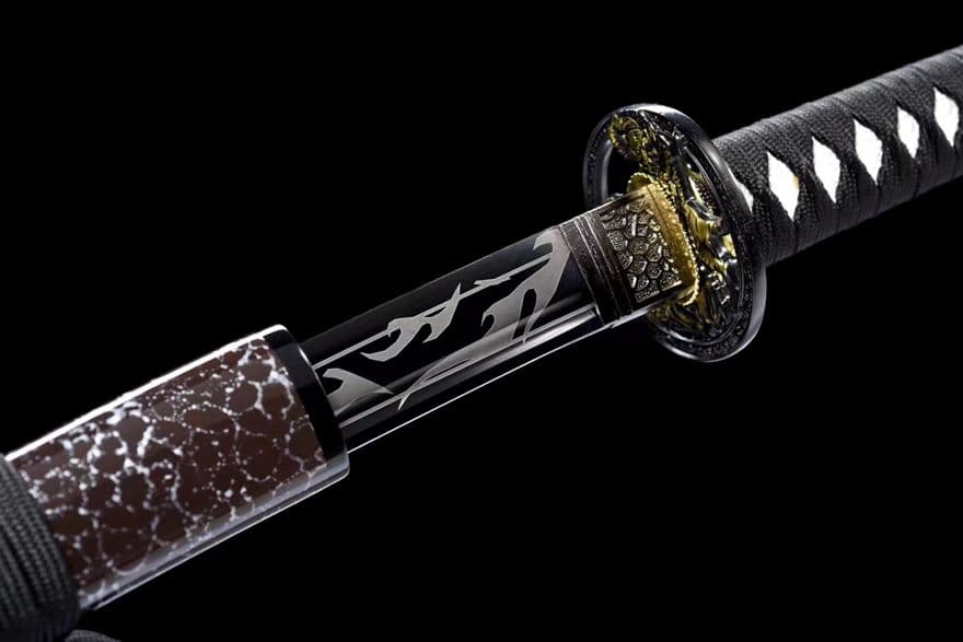 高性能マンガン鋼発黒『古典虎長刀』武具　刀装具　日本刀　模造刀 居合刀