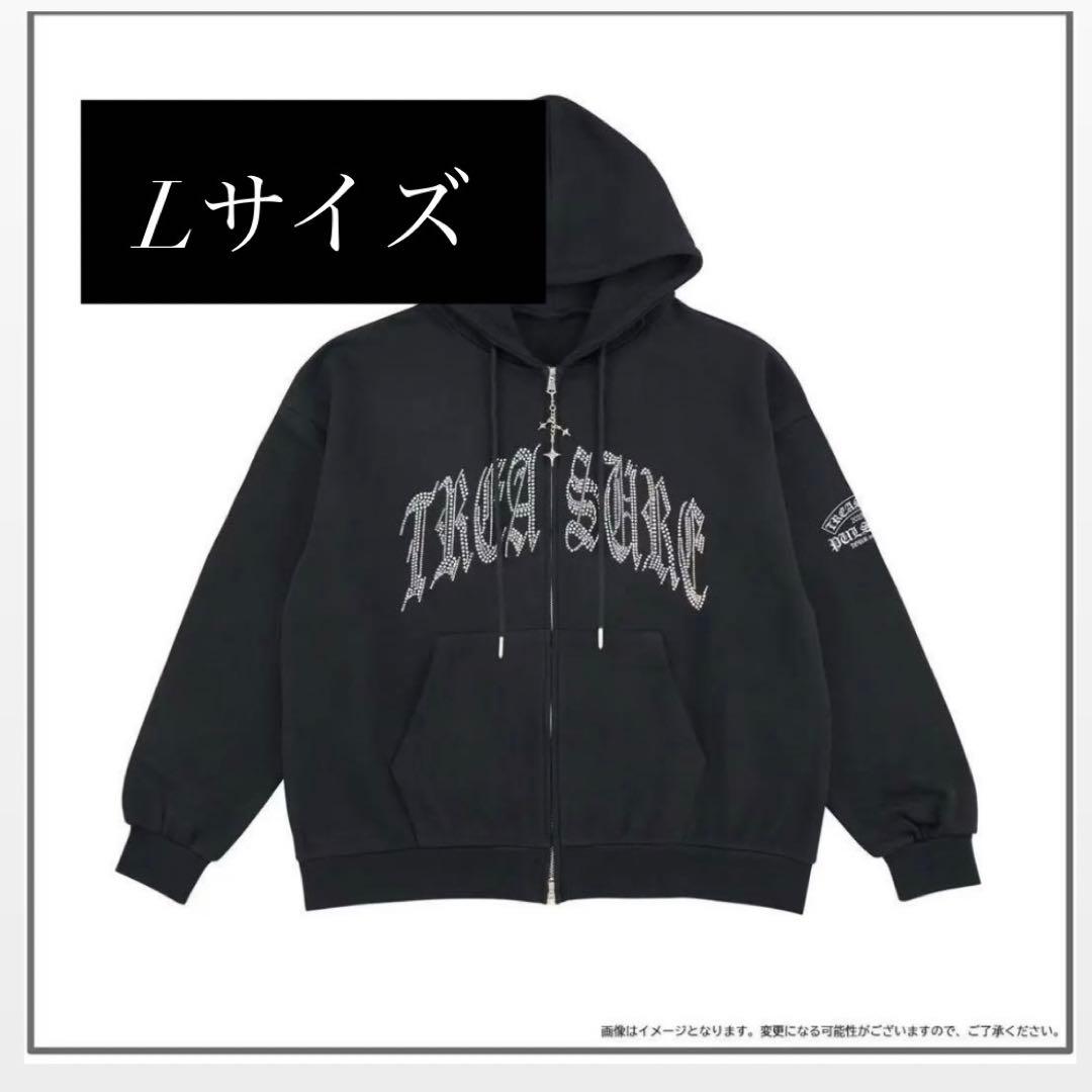 TREASURE ジップアップフーディー Lサイズ 黒 ラメパーカー