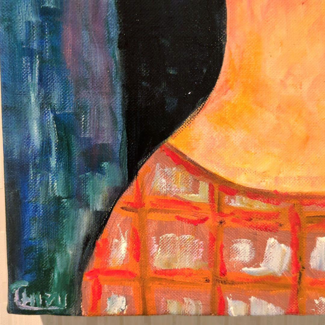 キャンバス油絵　専用　ショートヘアーのパリの女性　モディリアーニ　名画オマージュ