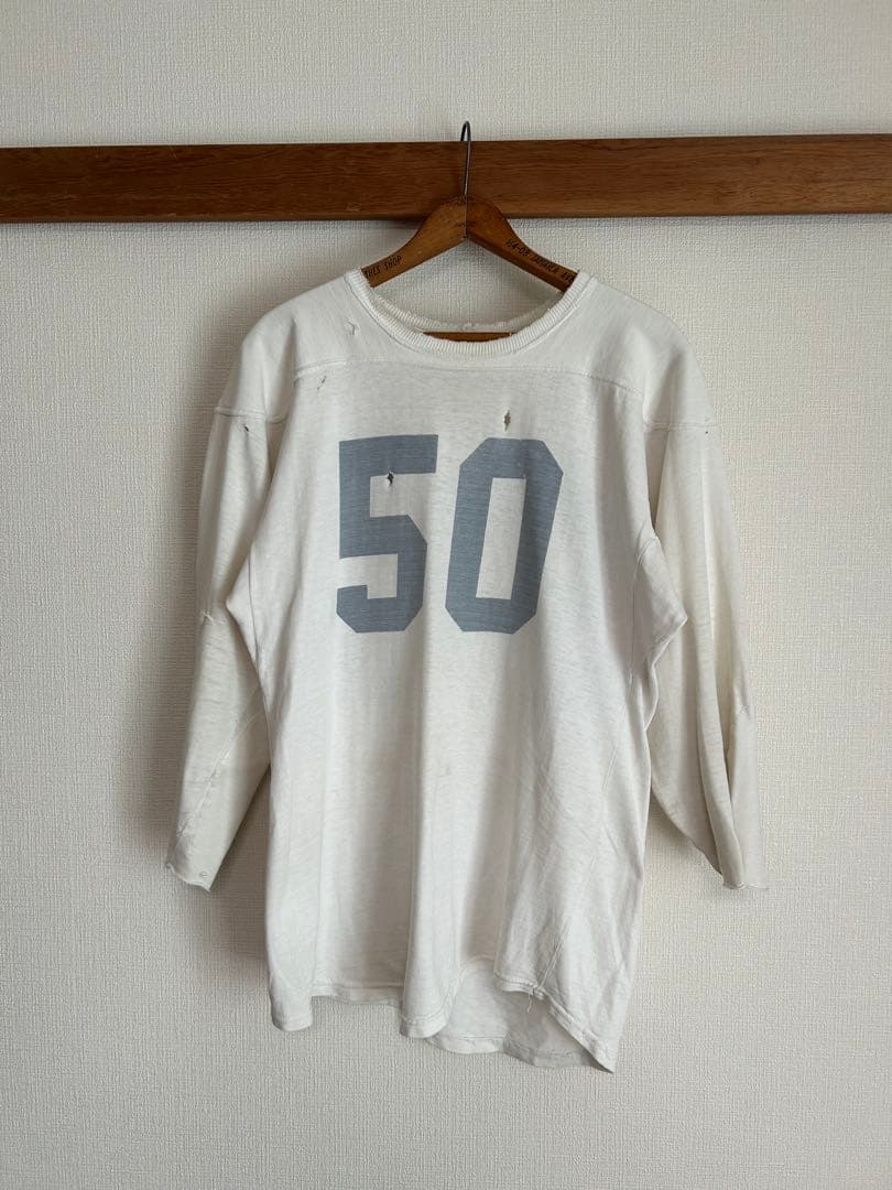 50s 50年代 フットボールt 染み込みプリント football T