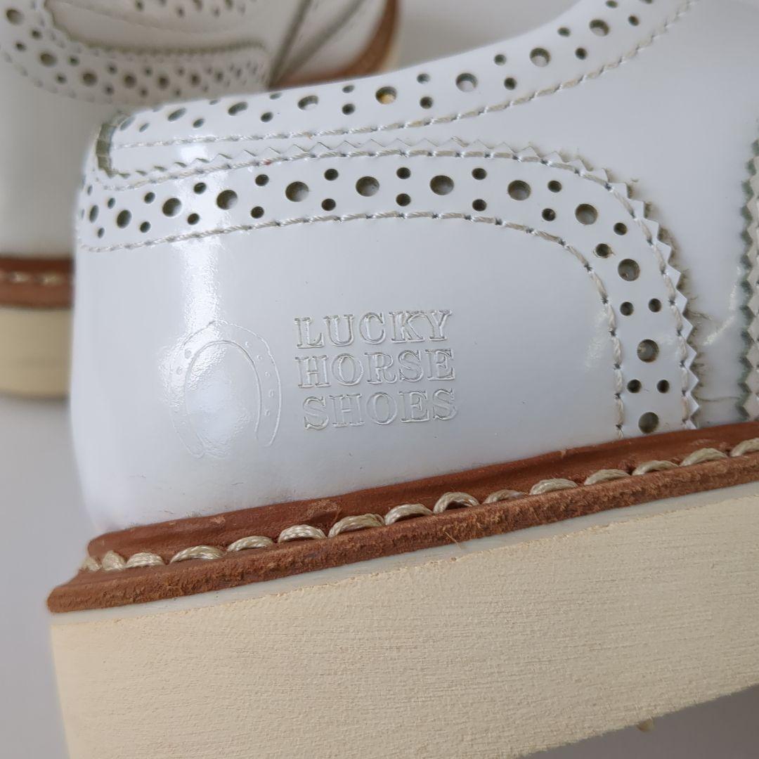 ラッキーホース*ホワイトレザー ウィングチップシューズ