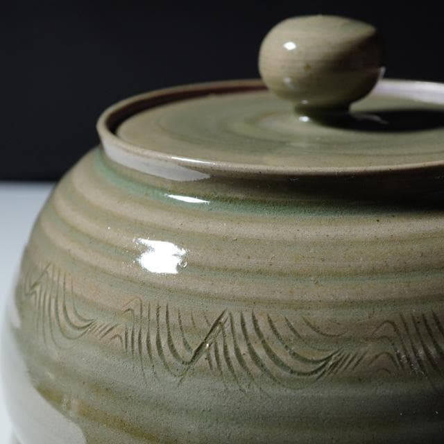 黒井千左　虫明水指　共箱　茶道具　岡山県