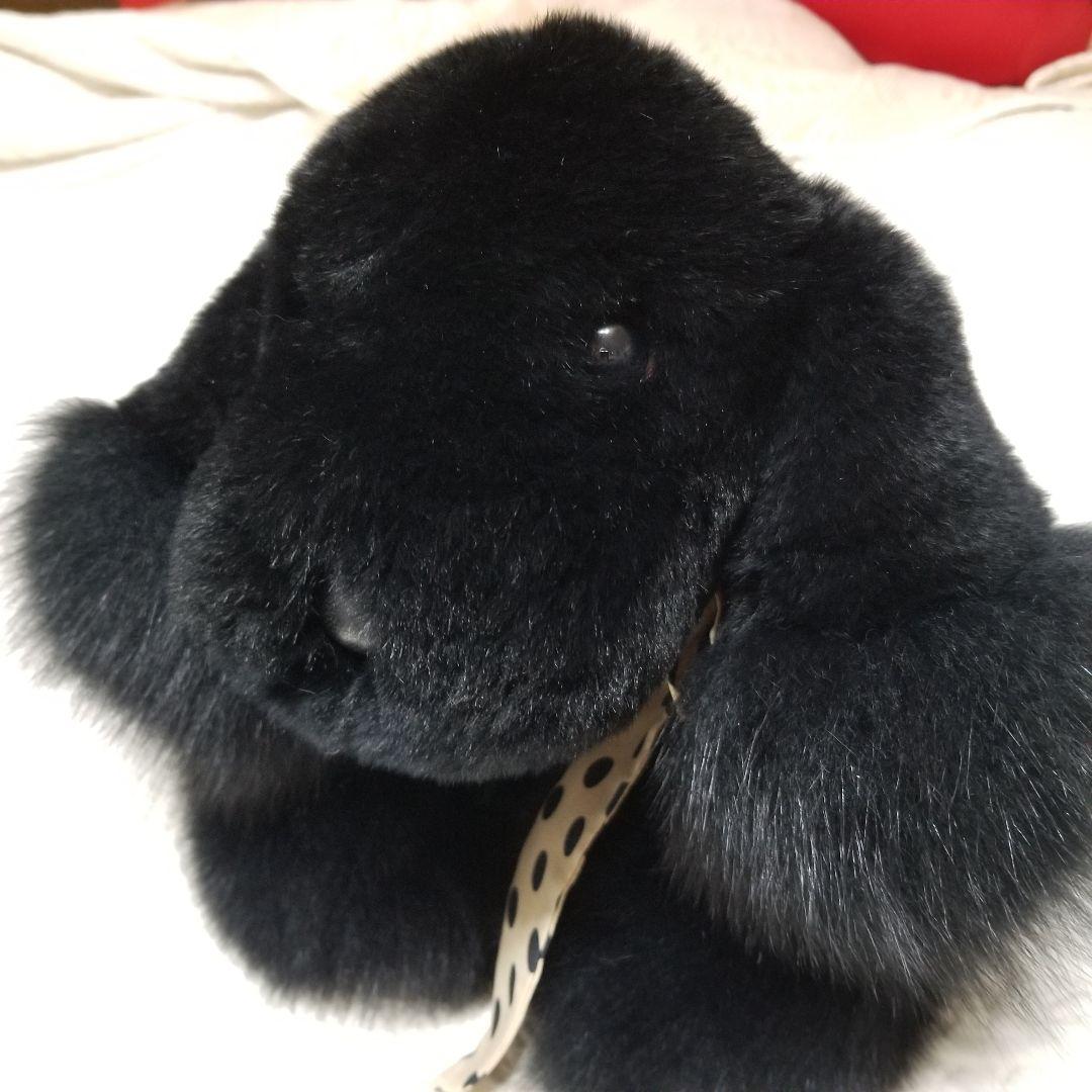 リアルファー　フォックス　レキッシュ　ブラック　犬ぬいぐるみ