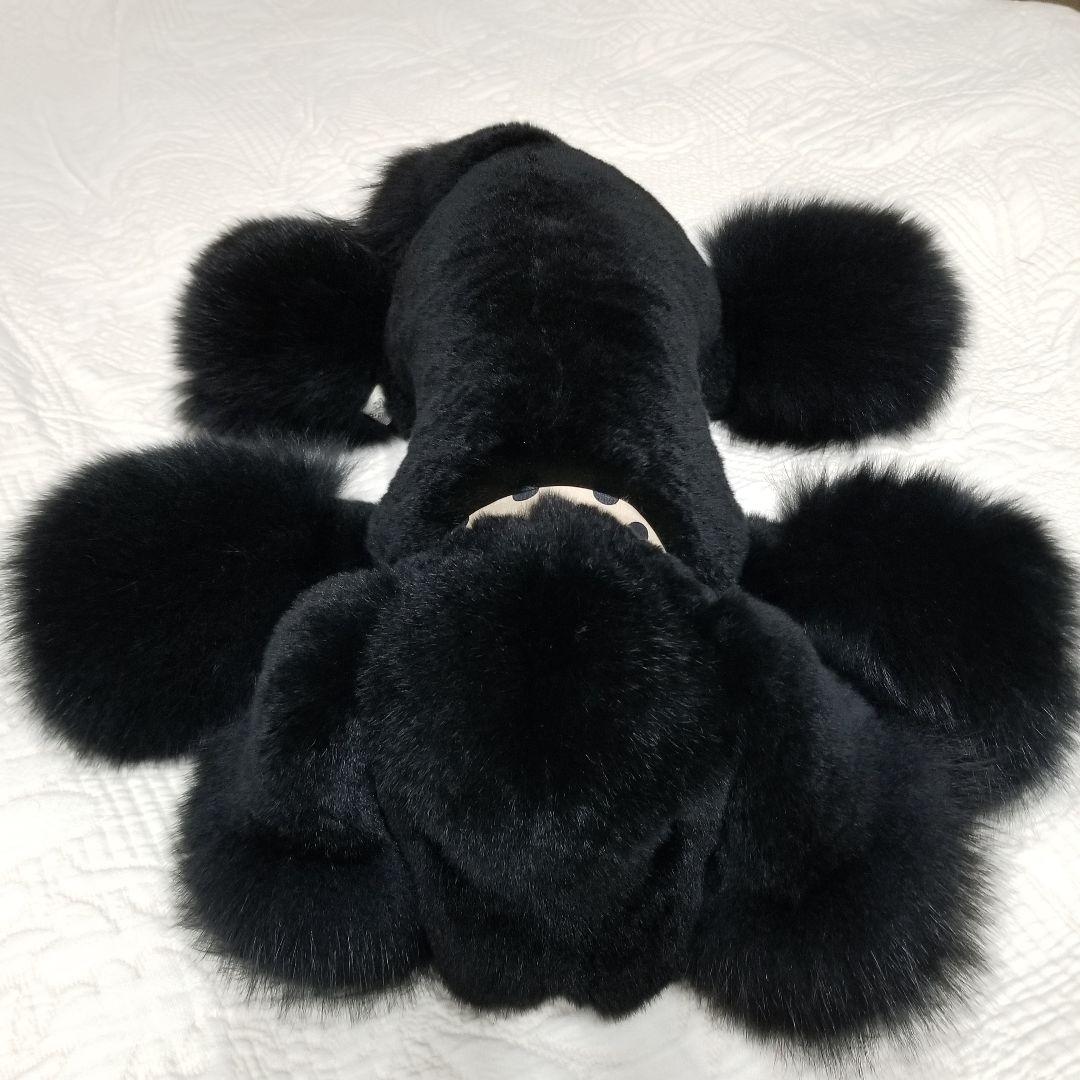 リアルファー　フォックス　レキッシュ　ブラック　犬ぬいぐるみ
