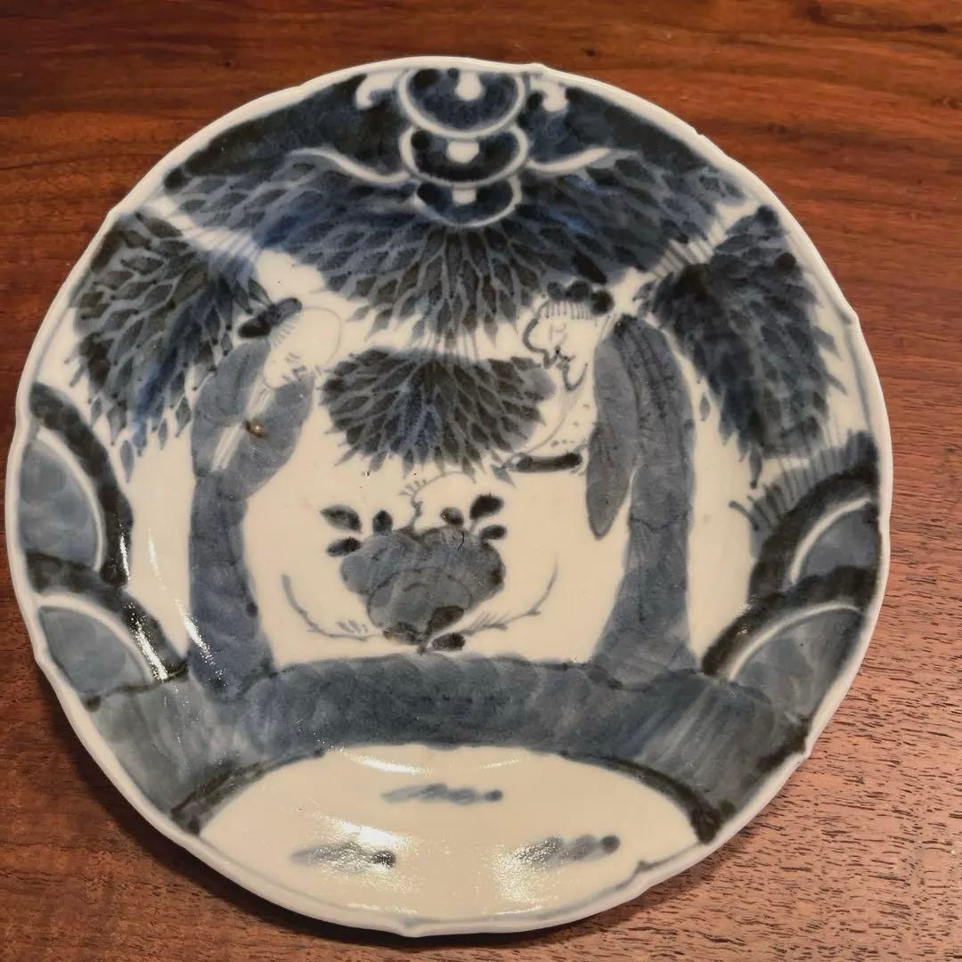 古伊万里　伊万里　竹林賢人図染付　中皿