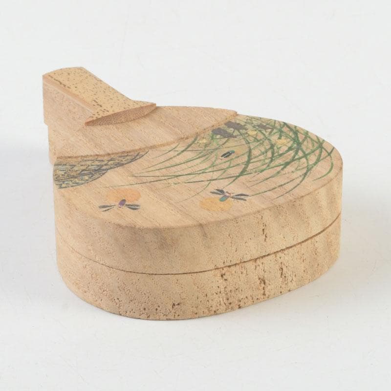 茶道具　畑幸春作　蛍図　団扇形　香合　共箱　V　9789